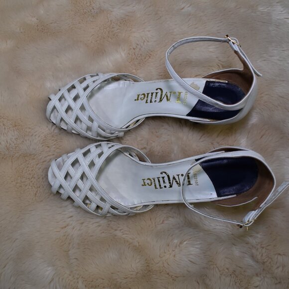 I. Miller Vintage White Leather Cage Pumps Sz 8.5 Ankle Strap Heels Chic - Picture 14 of 14